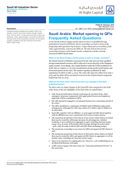 Saudi Arabia: Market opening to QFIs Frequently