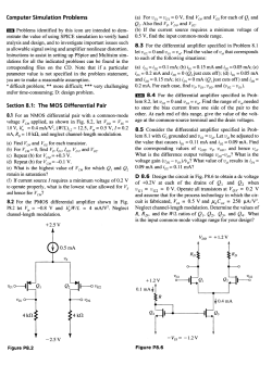 Computer Simulation Problems Section 8.1: The MOS Differential