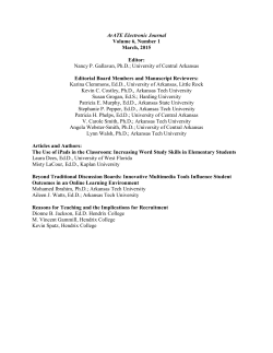 ArATE Electronic Journal Volume 6, Number 1 March, 2015 Editor