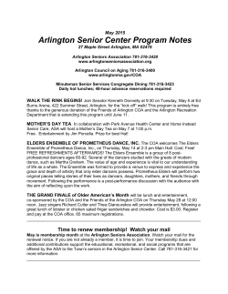 Arlington Senior Center Program Notes