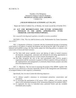 RLA Bill No. 16 Republic of the Philippines Autonomous Region in