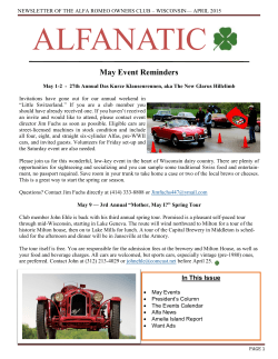 May Event Reminders - Alfa Romeo Owners Club