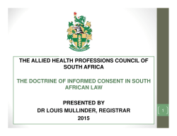 The Doctrine of Informed Consent in South African