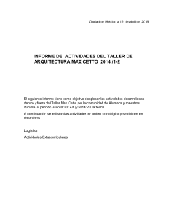 INFORME DE ACTIVIDADES DEL TALLER DE ARQUITECTURA