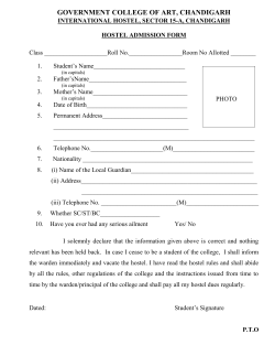 Hostel Admission Form
