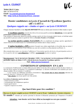 Dossier candidature en LycÃ©e d`Accueil de l`Excellence Sportive (dit