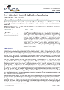 Study of Zinc Oxide Nanofluids for Heat Transfer