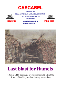 Last blast for Hamels - The Royal Australian Artillery Association