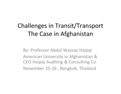 Challenges in Transit/Transport The Case in Afghanistan