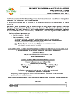 Premier`s Centennial Arts Scholarship application package