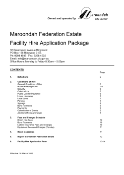 Maroondah Federation Estate Hire Application Package