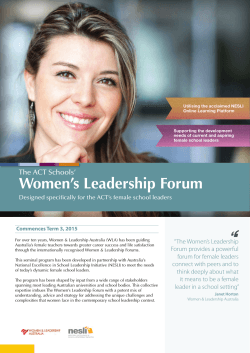 Women`s Leadership Forum - Australian School of Applied