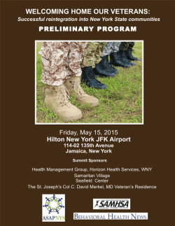 Preliminary Summit Agenda - Alcoholism and Substance Abuse