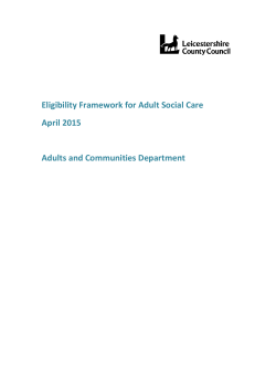 Eligibility framework - Adult social care and health
