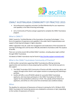 CMALT AUSTRALASIA COMMUNITY OF PRACTICE 2015