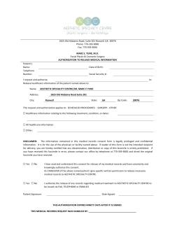 External Medical Release Form - Aesthetic Specialty Centre Plastic