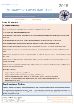 20 March 2015 Newsletter - Saints College St Mary`s Campus