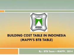 BUILDING COST TABLE IN INDONESIA (MAPPI`S BTB TABLE)