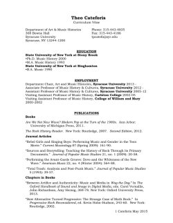 Cateforis CV May 2015 - Syracuse University| The College of Arts