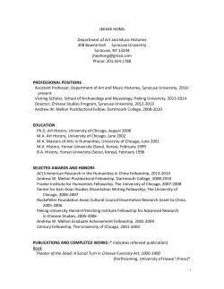 JEEHEE HONG Department of Art and Music Histories