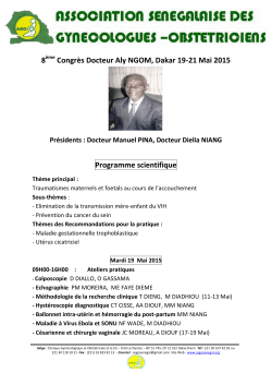 8 CongrÃ¨s Docteur Aly NGOM, Dakar 19-21 Mai 2015