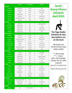 South Group Fitness Schedule April 2015