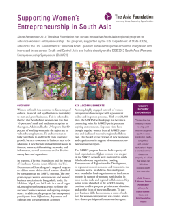 Supporting Women`s Entrepreneurship in South Asia