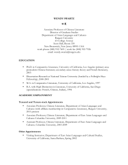 Curriculum Vitae - Department of Asian Languages and Cultures