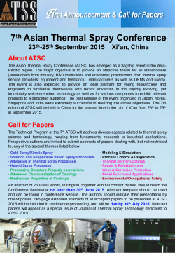 First Announcement & Call for Papers 7th Asian Thermal Spray