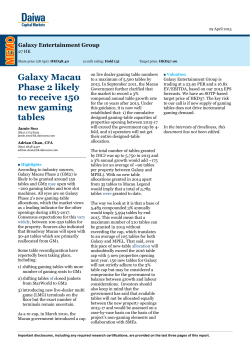 Galaxy Macau Phase 2 likely to receive 150 new gaming tables