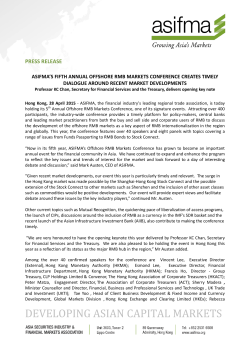 Press Release: ASIFMA`s 5th Annual Offshore RMB Markets