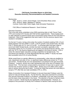 3/30/15 FAS Equity Committee Report on 2014 Data - NYU