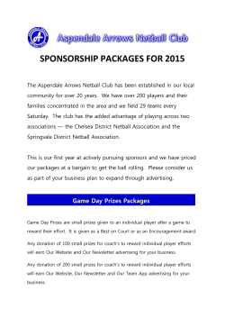 sponsorship packages for 2015 - Aspendale Arrows Netball Club