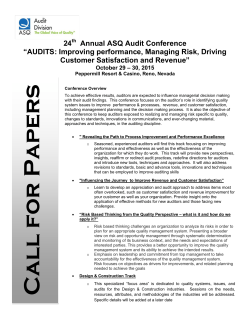 Call For Proposals - 2015 ASQ Audit Conference