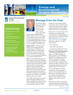 Energy and Environmental Division Newsletter Message