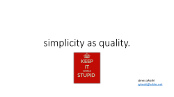 Simplicity as Quality (Feb 15)