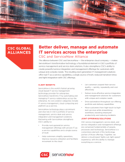 CSC and ServiceNow Alliance Overview