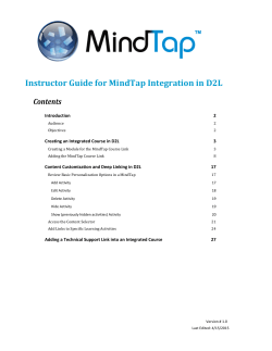 Instructor Guide for MindTap Integration in D2L