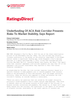 Underfunding Of ACA Risk Corridor Presents Risks