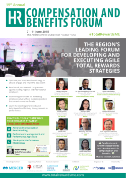 THE REGION`S LEADING FORUM FOR DEVELOPING AND