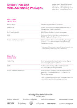 Sydney Indesign 2015 Advertising Packages