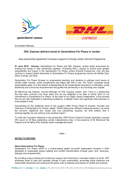 DHL Express delivers boost to Generations For Peace in Jordan