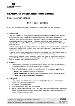 SOP - Use of lasers in schools Part 1 Laser Pointers