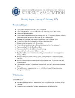 Monthly Report - The Student Association of the Stockholm School