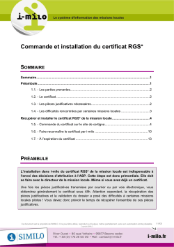 Kit de dÃ©ploiement i-milo - Commande et installation du certificat RGS
