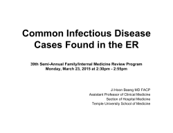 Common Infectious Disease Cases Found in the ER 39th Semi