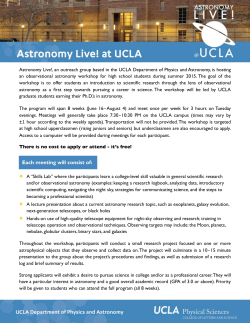 Each meeting will consist of: - UCLA Division of Astronomy