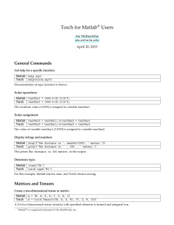 Torch for Matlab Â® Users