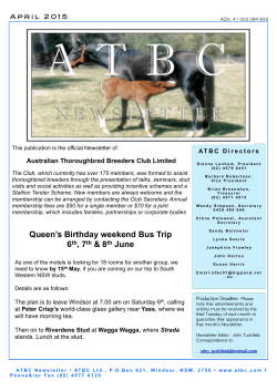 April 2015 Newsletter - Australian Thoroughbred Breeders Club