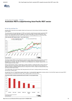 Australian REITs outperforming AsiaPacific REIT sector